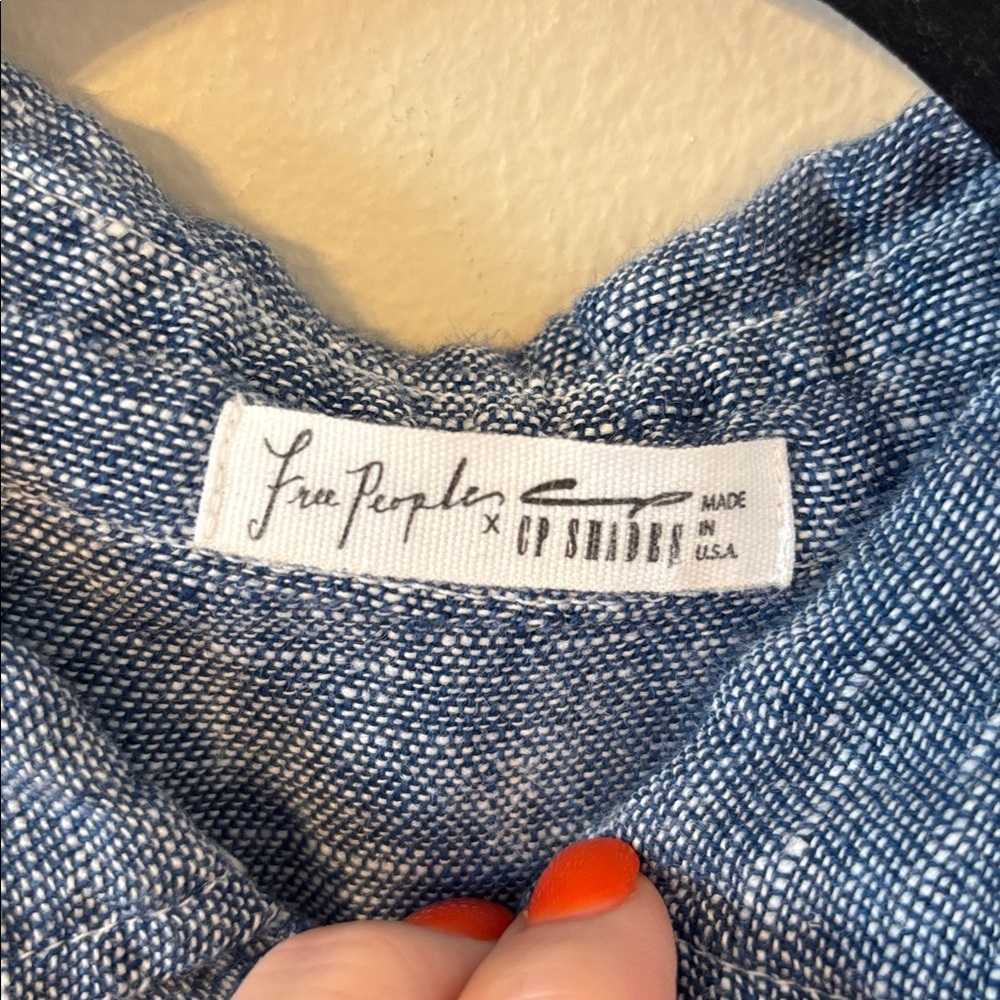 Free People X CP Shades 100% Linen Tunic Chambray Dress - Picture 2 of 5
